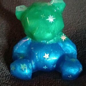Green and Blue Starry Night Sky Bear Figurine